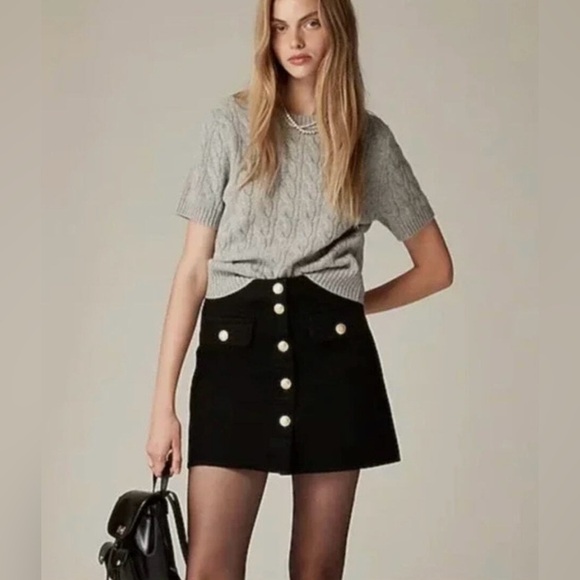 J. Crew Dresses & Skirts - NWT J. Crew Black Denim Button-Up Mini Skirt, Gold Crest Buttons, Sizes 00, 0, 2